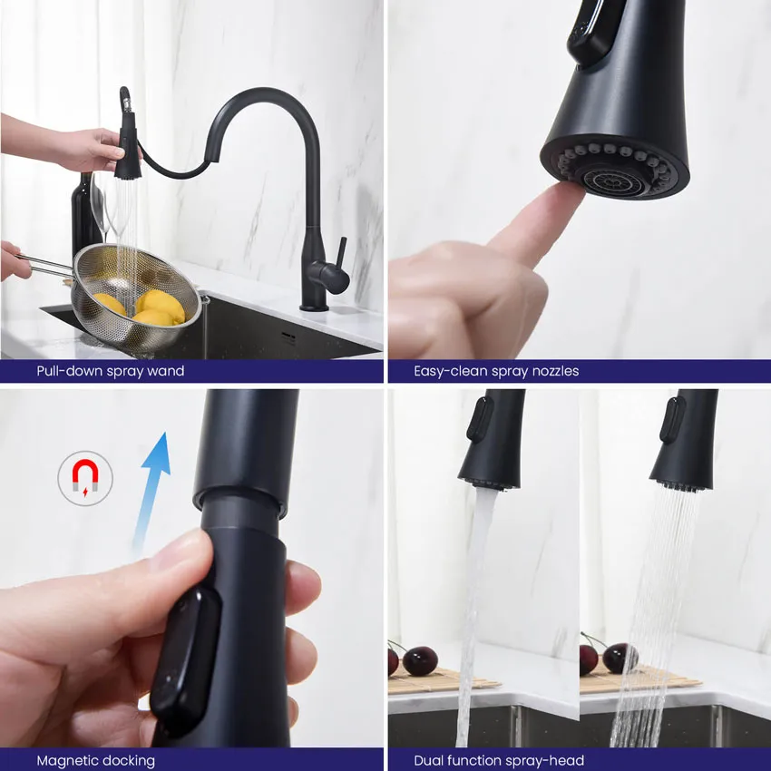 Смеситель для кухни с выдвижной лейкой Timo Saona 2336/03FL черный изображение