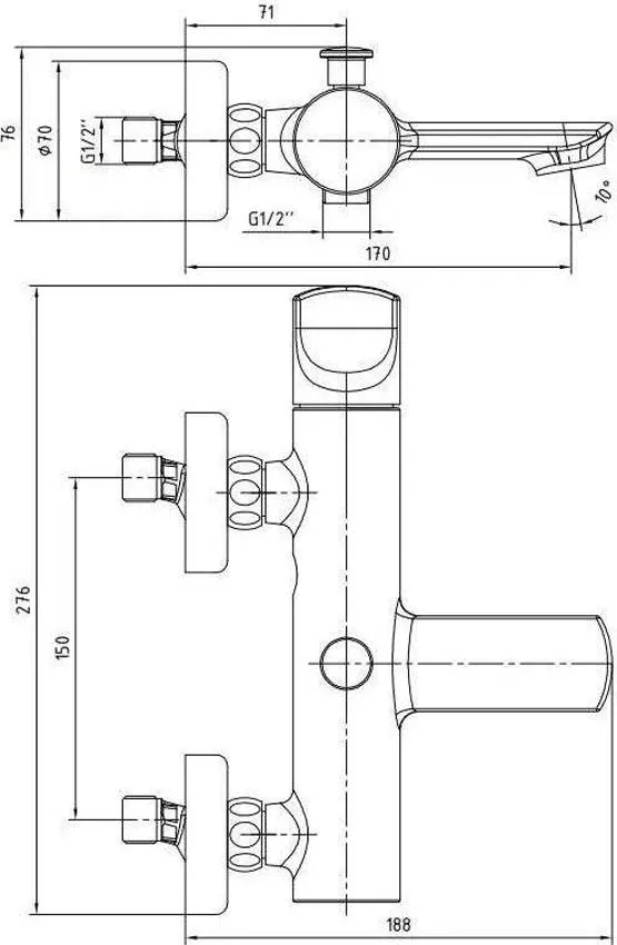 Смеситель для ванны E.C.A. Myra 104502470EX изображение