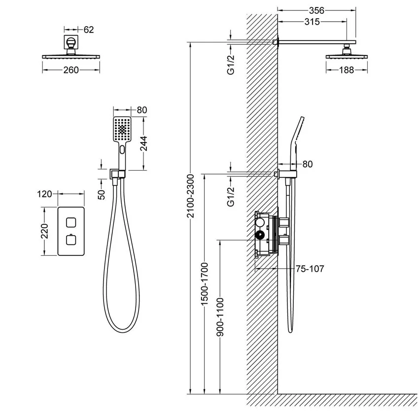 Душевая система встроенная с термостатом Timo Petruma SX-5059/17SM золото матовое изображение