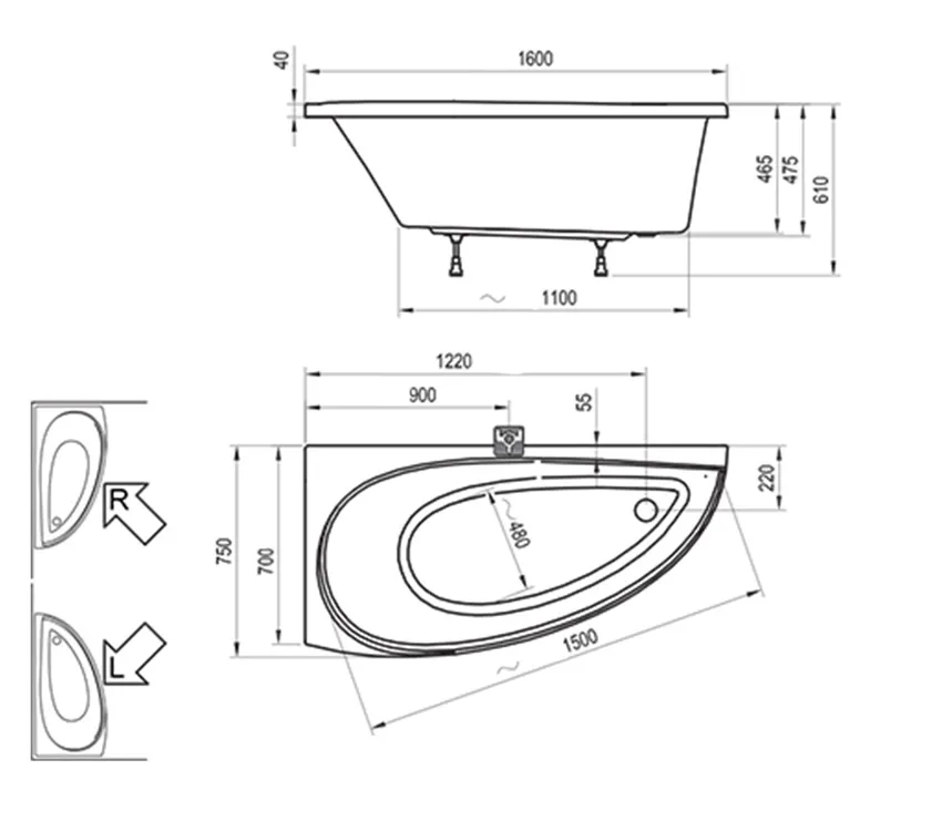 Ванна акриловая Ravak AVOCADO 160L изображение