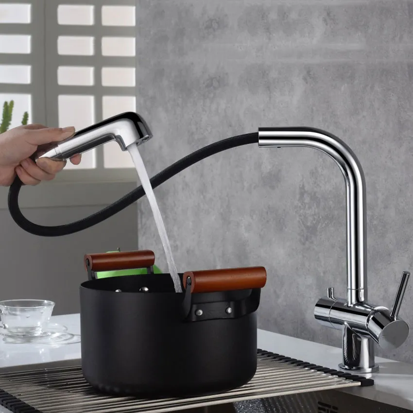 Смеситель для кухни с подключением фильтра и выдвижной лейкой Timo Saona 2346/00FL хром изображение