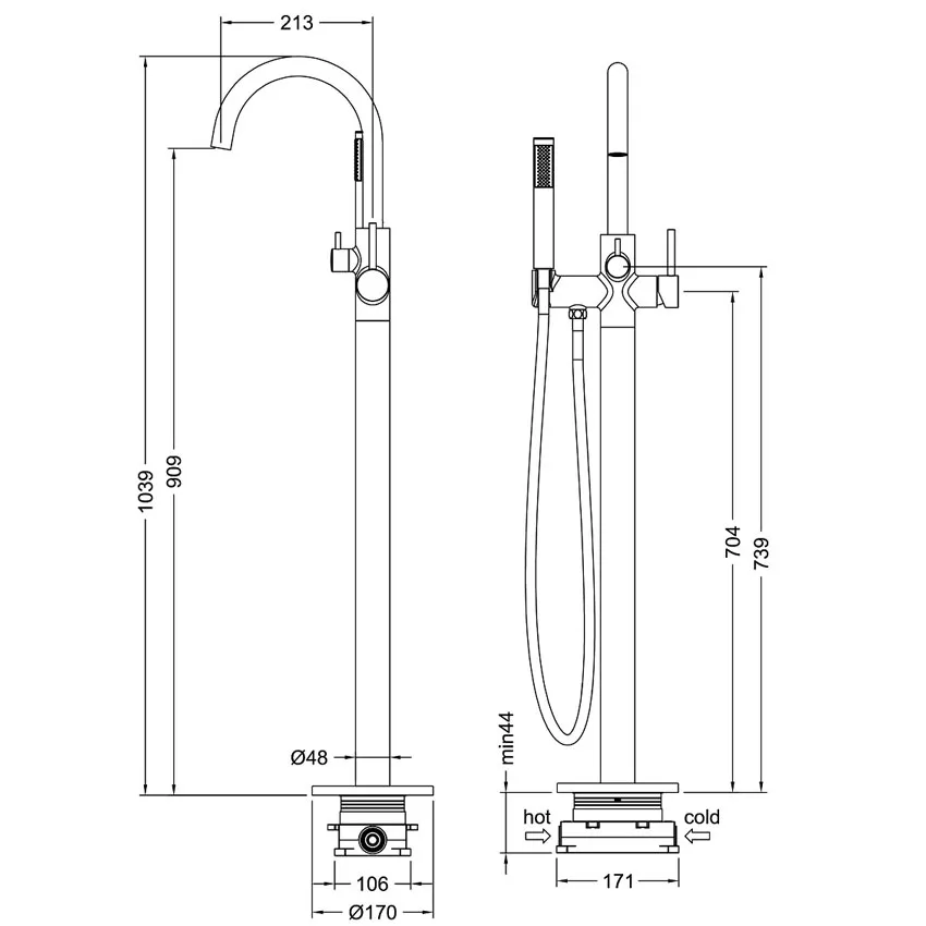 Смеситель напольный для ванны с душем Timo Saona 2310/00Y-CR хром изображение