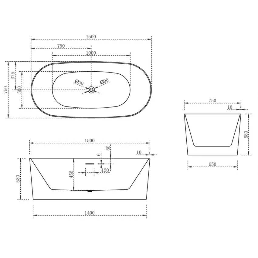 Ванна акриловая Abber AB9368 150 изображение