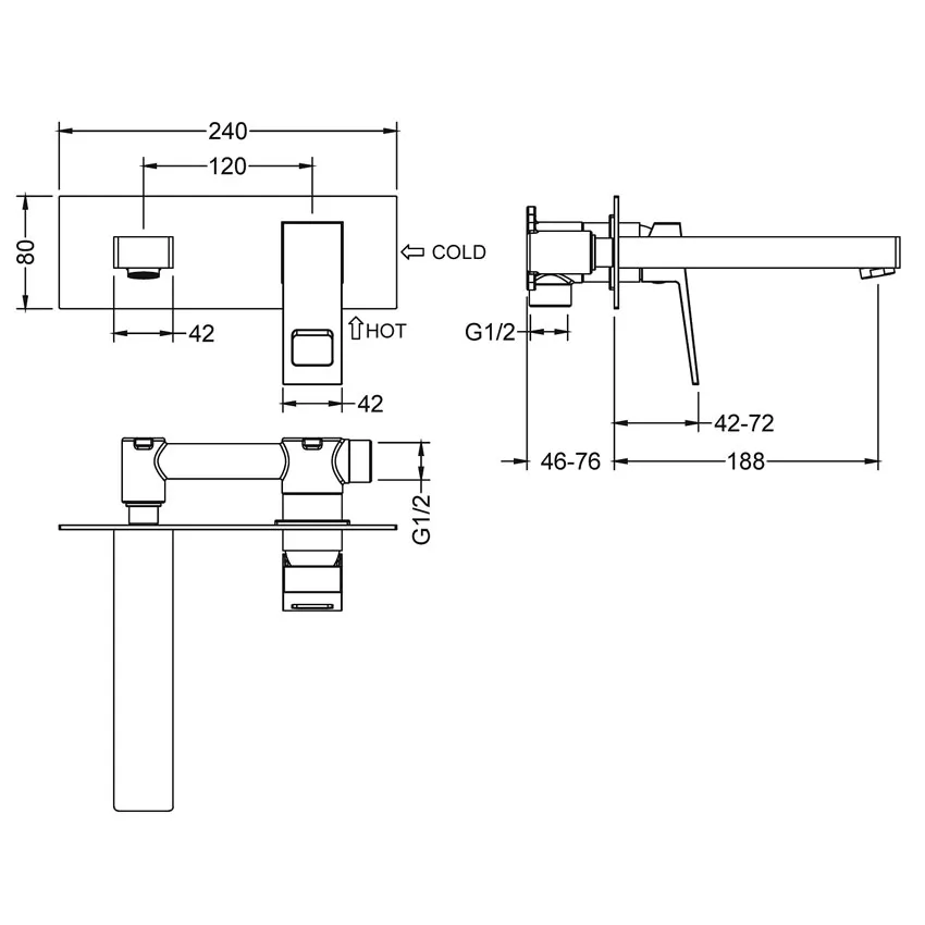 Смеситель для раковины встроенный Timo Briana 7171/03SM черный изображение