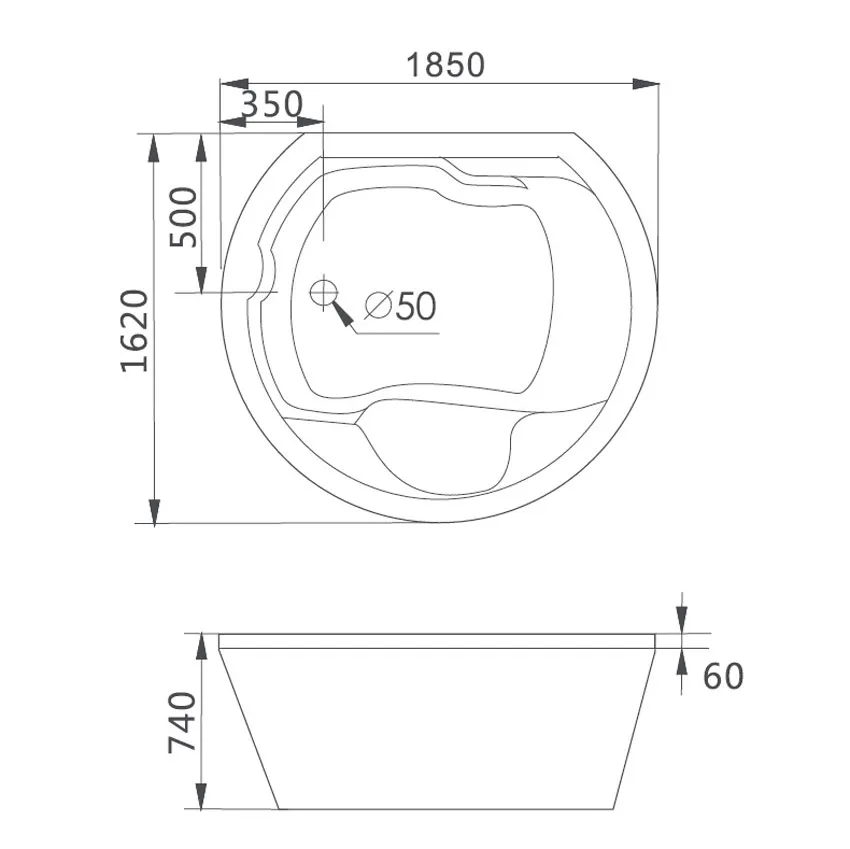 Ванна акриловая Gemy G9053 K изображение