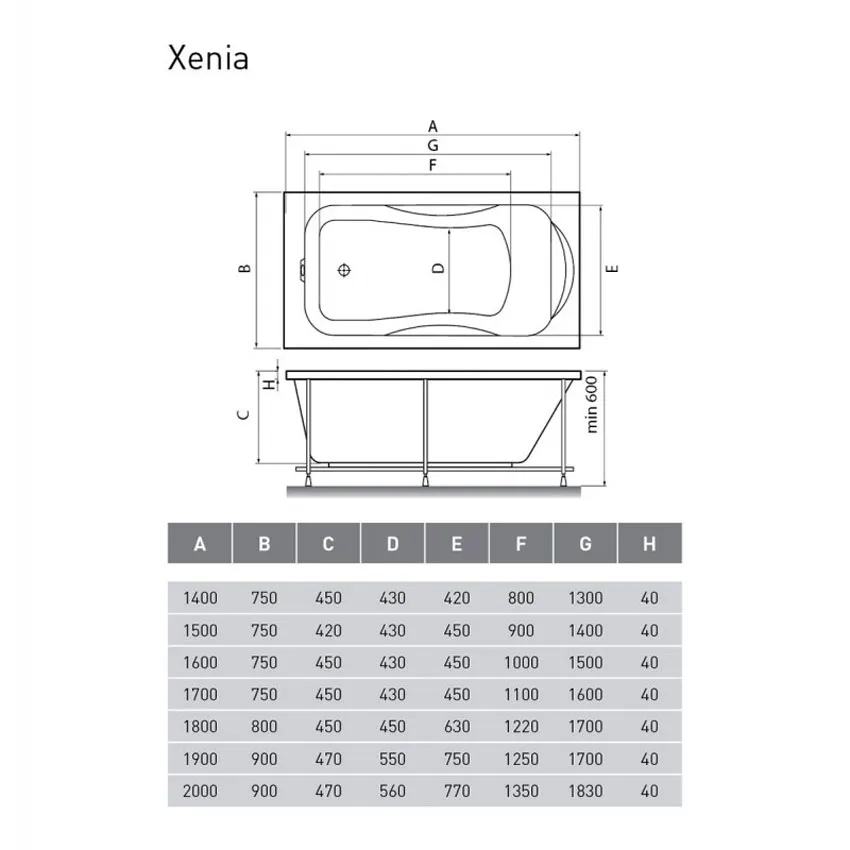 Ванна акриловая Relisan Xenia 200x90 изображение