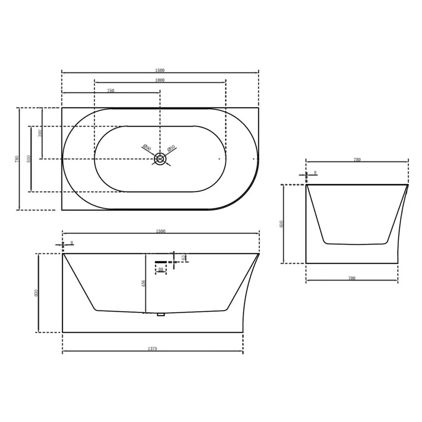 Ванна акриловая Abber AB9258 150 L изображение