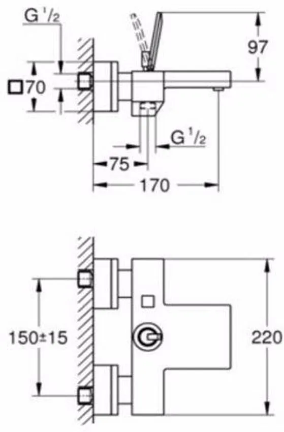 Смеситель для ванны Grohe Eurocube Joy 23666000 изображение