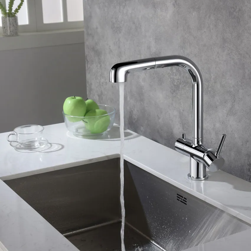 Смеситель для кухни с подключением фильтра и выдвижной лейкой Timo Saona 2346/00FL хром изображение