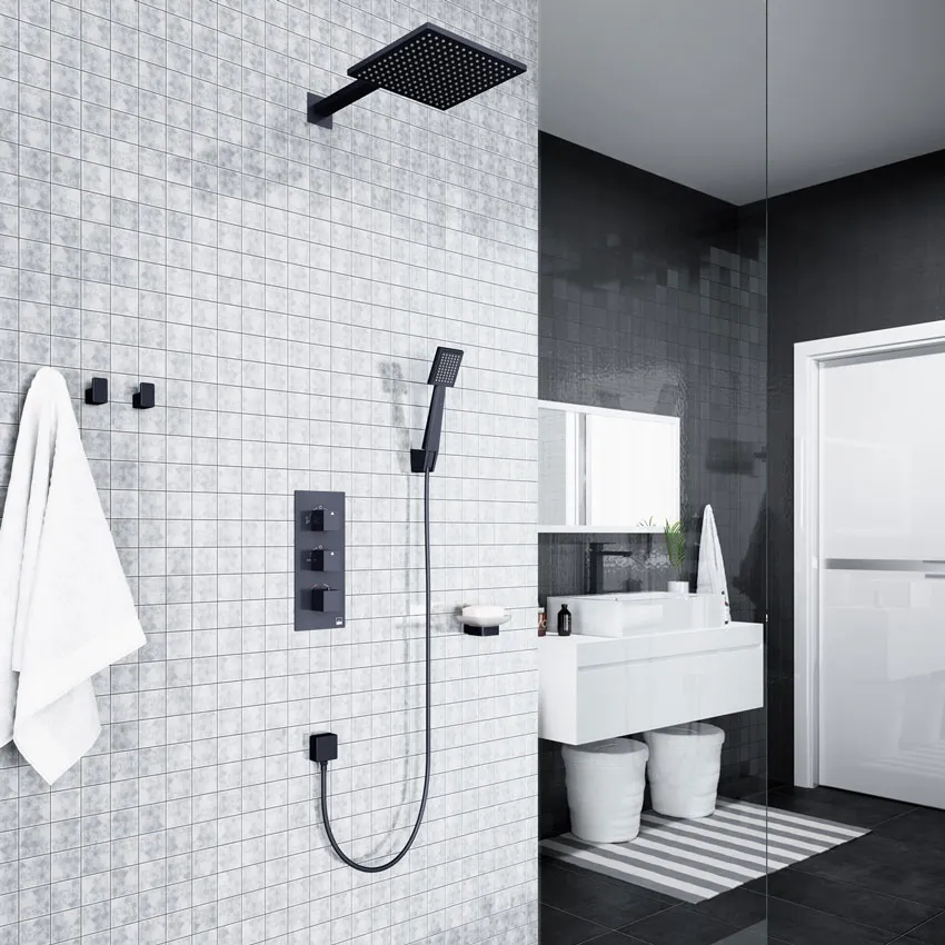 Душевая система встроенная с термостатом Timo Tetra-thermo SX-0179/03SM черный изображение