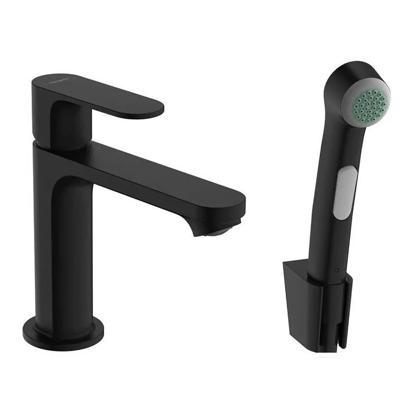Смеситель для раковины с гигиеническим душем Hansgrohe Rebris S 72215670, черный матовый
