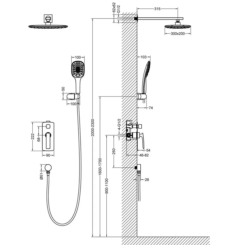 Душевая система встроенная Timo Helmi SX-4069/03SM черный изображение