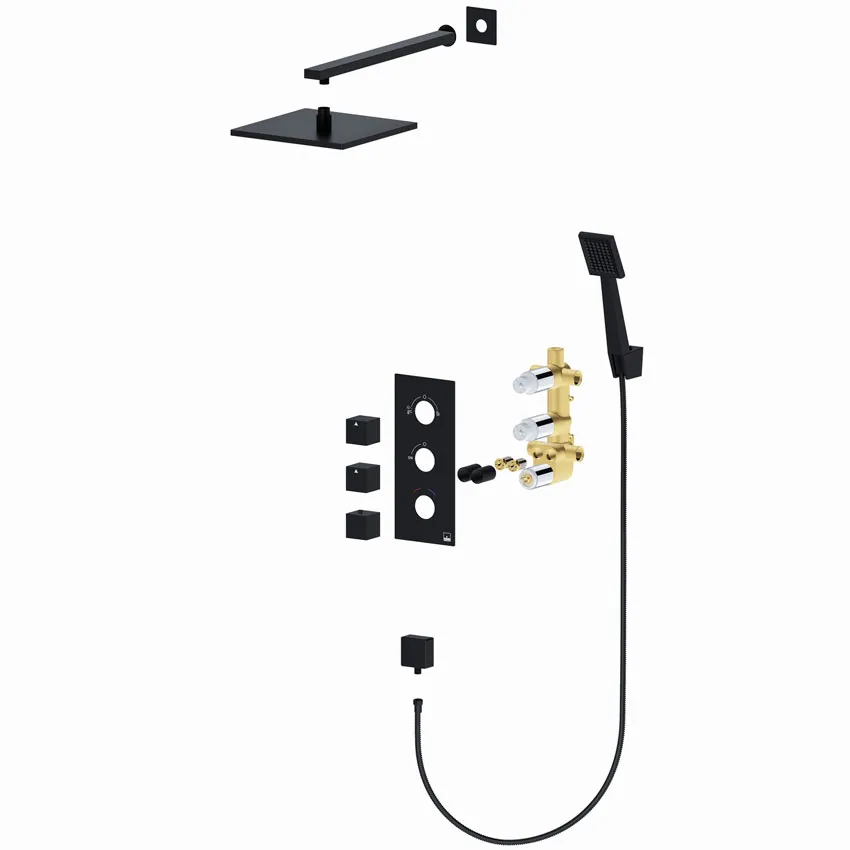 Душевая система встроенная с термостатом Timo Tetra-thermo SX-0179/03SM черный изображение