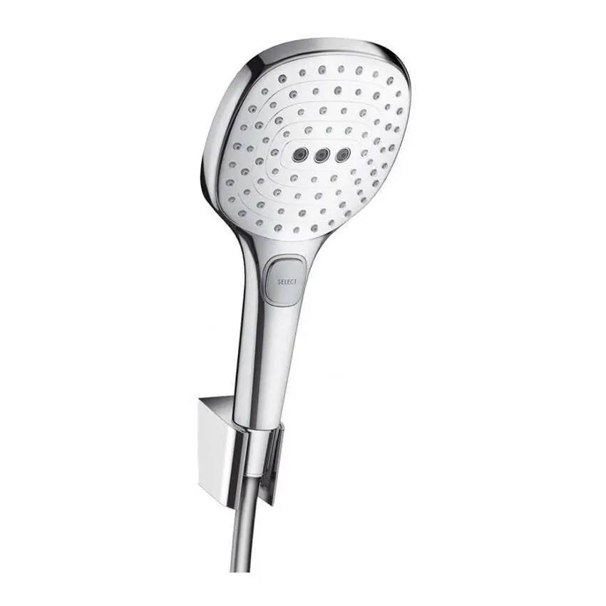 Душевой набор Hansgrohe Raindance Select E 120 3jet 26720400 с держателем и шлангом 160 см, белый/хром
