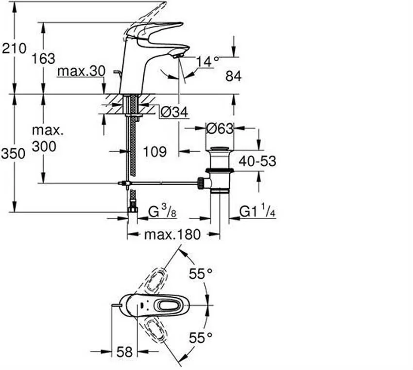 Смеситель для раковины Grohe Eurostyle 2015 23564003 изображение