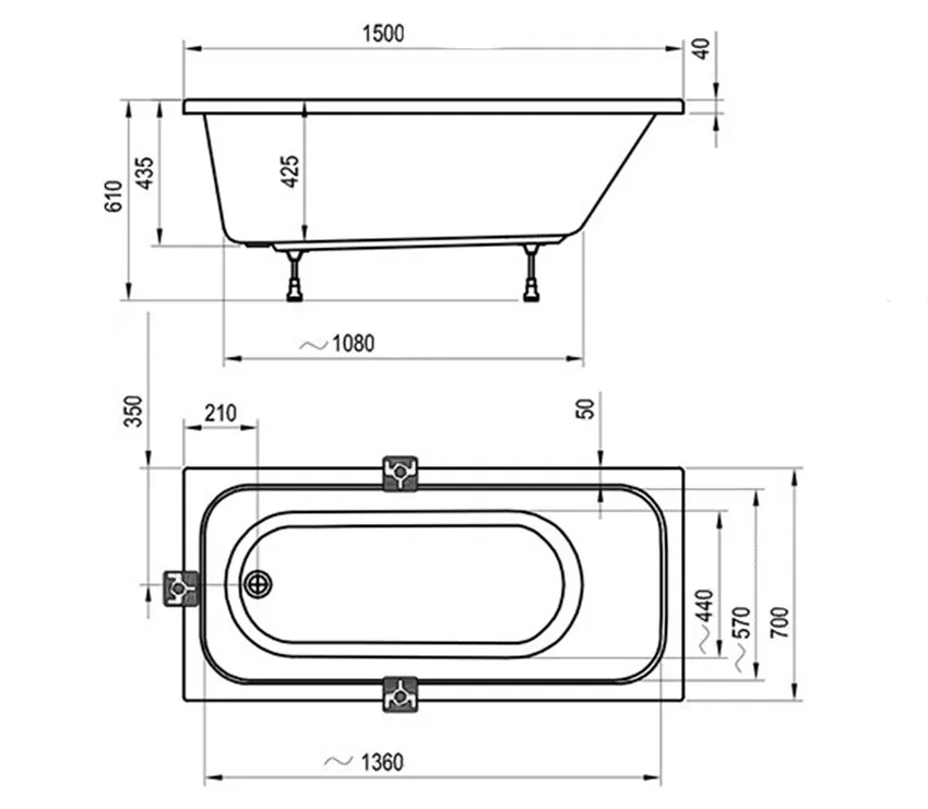 Ванна акриловая Ravak CHROME 150x70 изображение