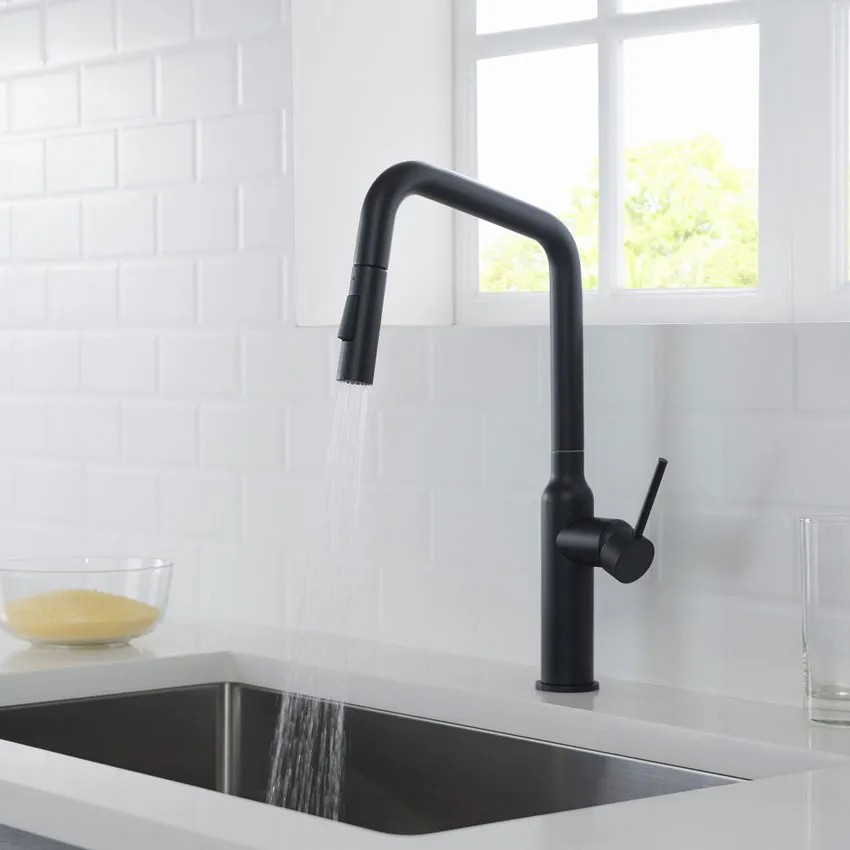 Смеситель для кухни с выдвижной лейкой Timo Saona 2386/03FL черный изображение