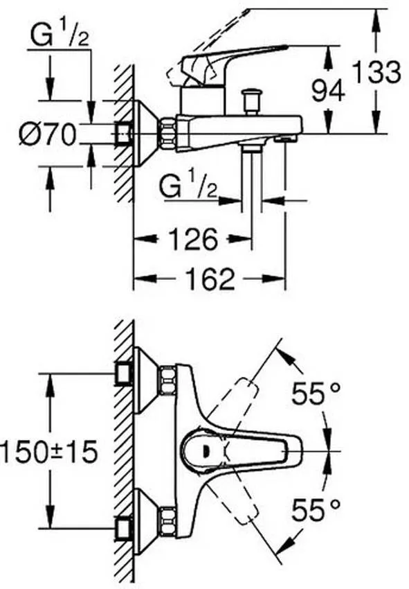 Смеситель для ванны Grohe BauFlow 23756000 изображение
