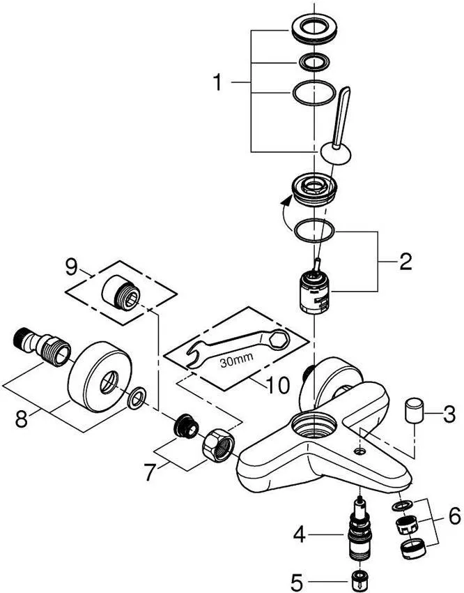Смеситель для ванны Grohe Eurodisc 23431000 изображение