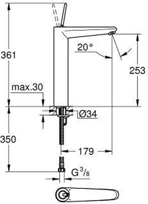 Смеситель для раковины Grohe Eurodisc 23428000 изображение