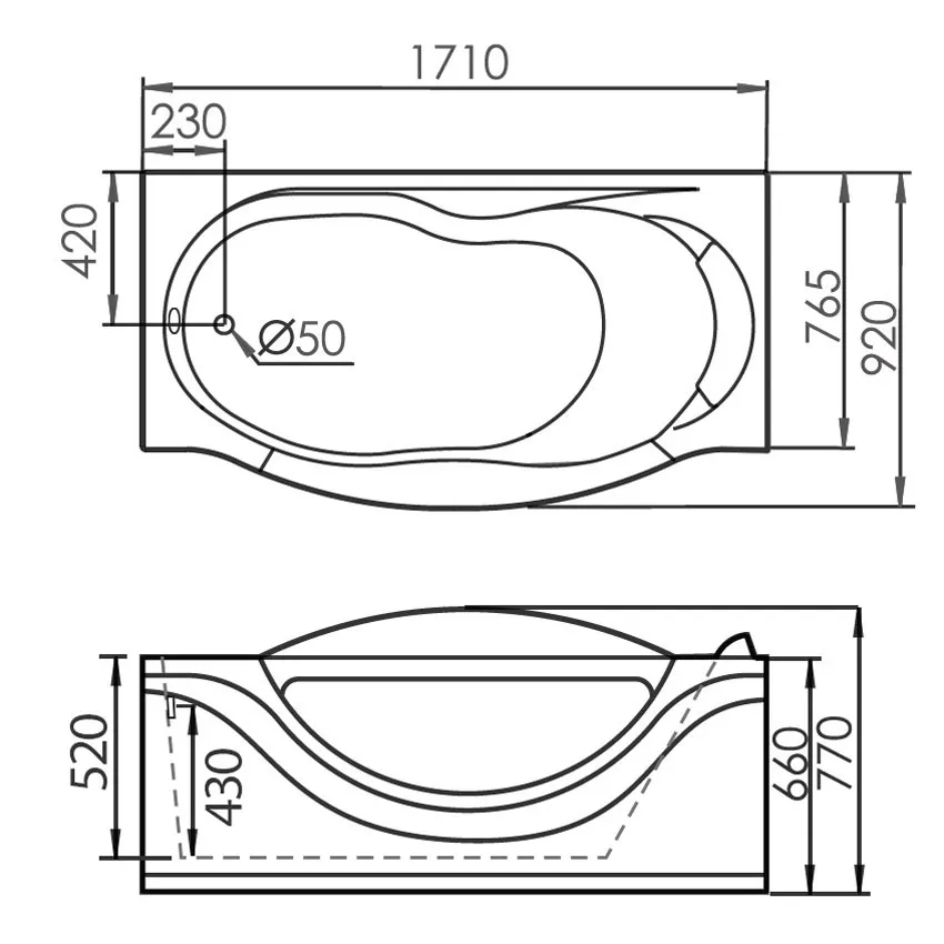 Ванна акриловая Gemy G9072 C L изображение