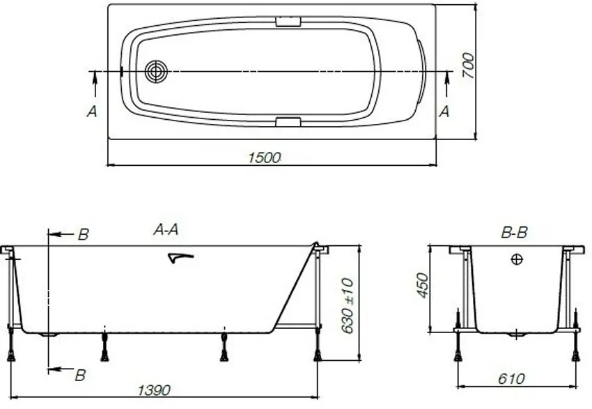 Ванна акриловая Roca Sureste 150х70 изображение