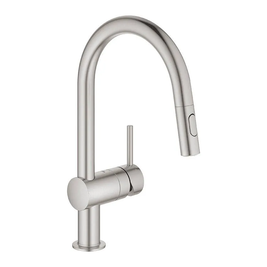 Смеситель для кухни Grohe Minta 32321DC2 с выдвижным изливом, суперсталь