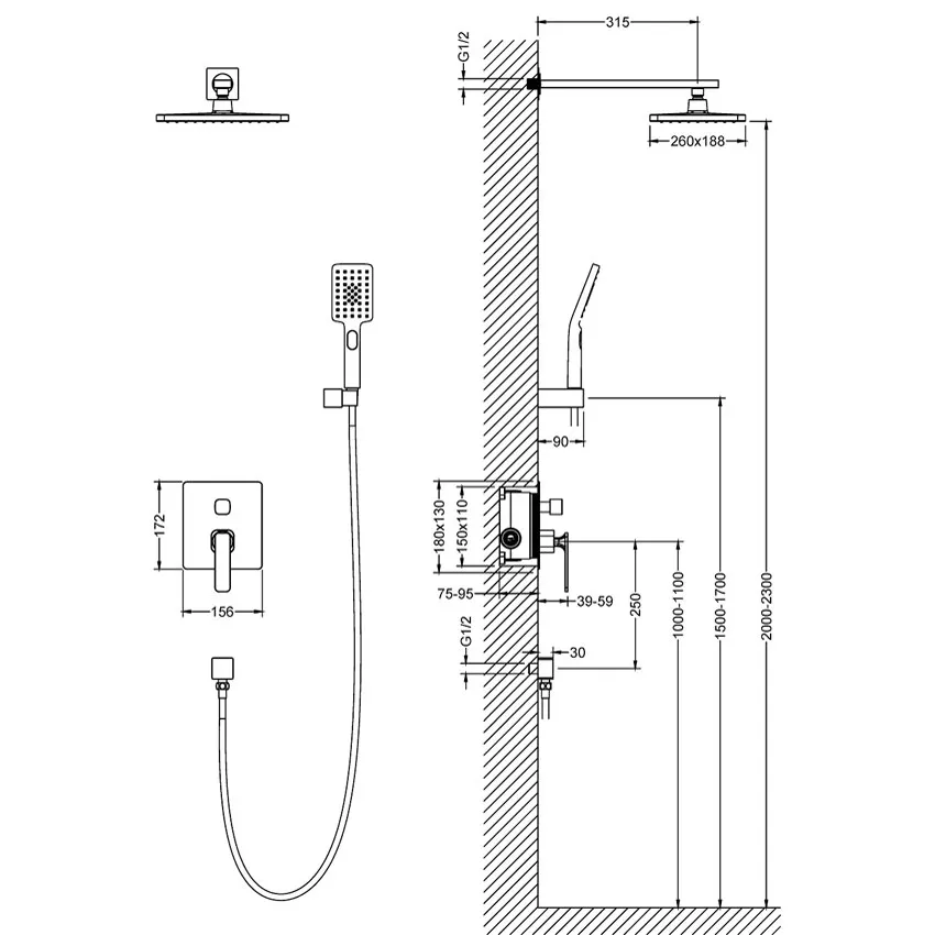 Душевая система встроенная Timo Torne SX-4319/03SM черный изображение