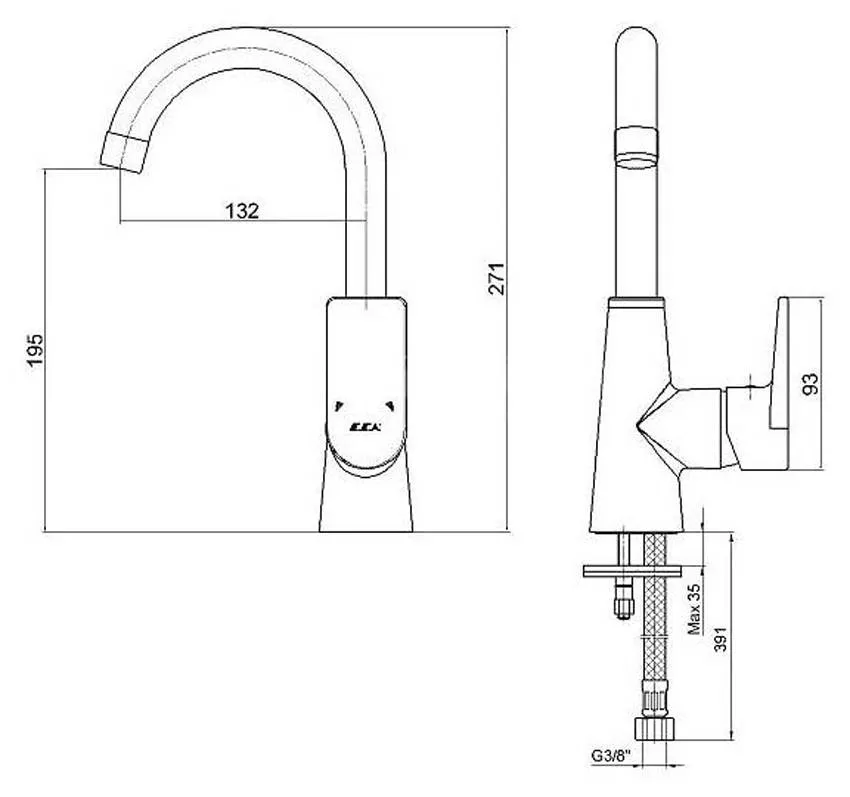 Смеситель для раковины E.C.A. Dalia 102188118EX изображение