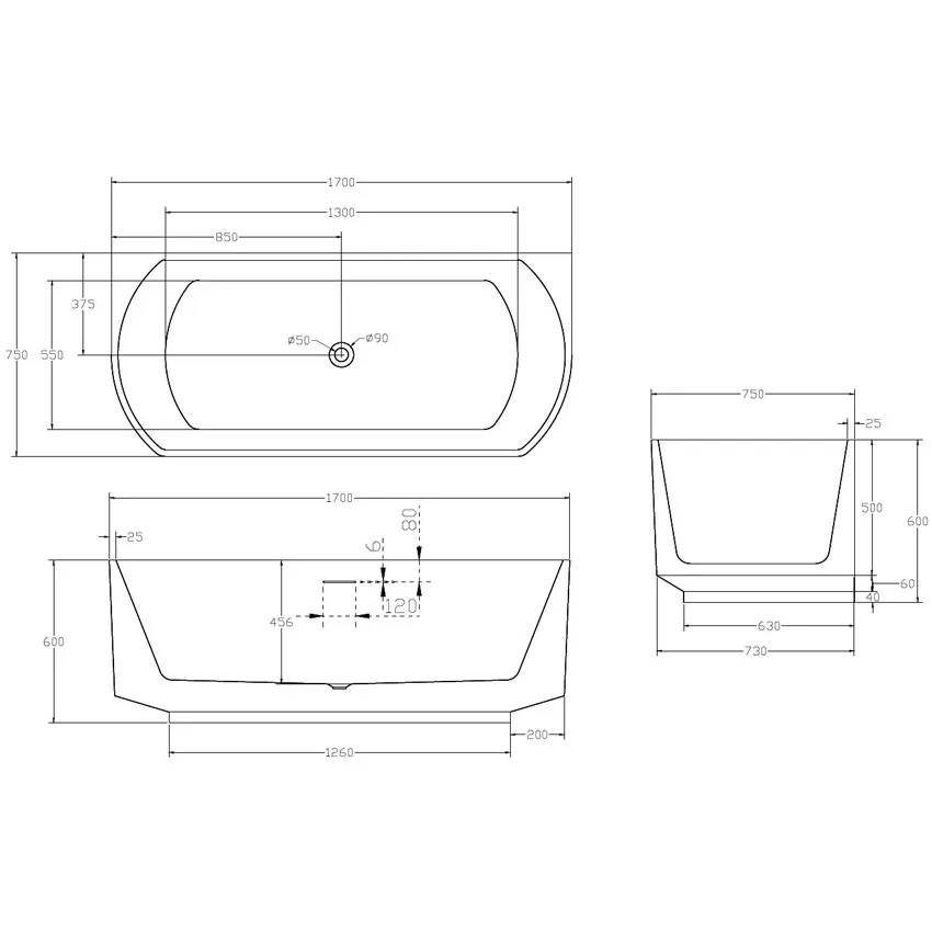 Ванна акриловая Abber AB9488 170 изображение