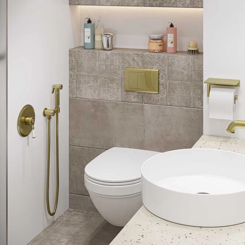 Смеситель встроенный с гигиеническим душем Timo Arisa 5309/02SM антик изображение