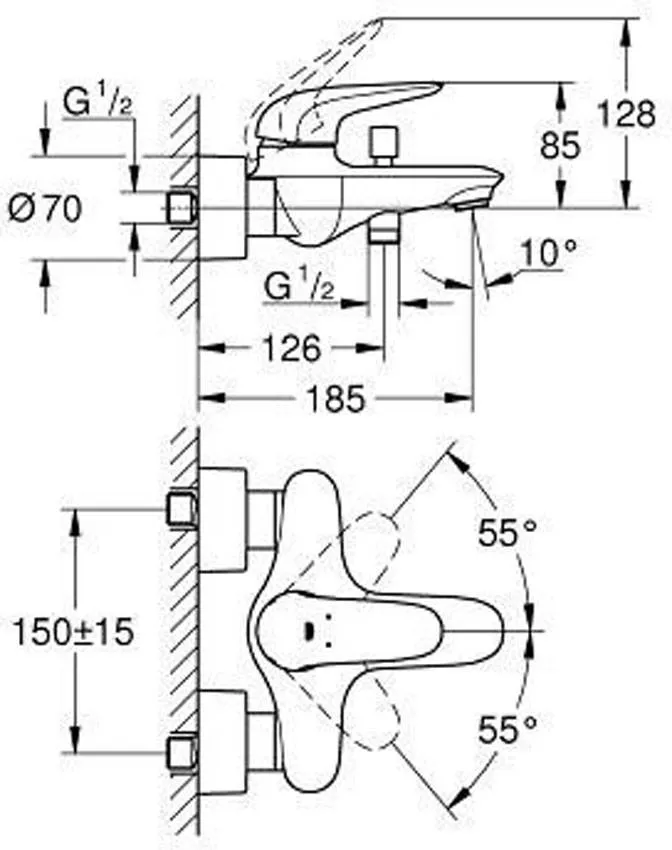 Смеситель для ванны Grohe Eurostyle 2015 Solid 23726LS3 изображение