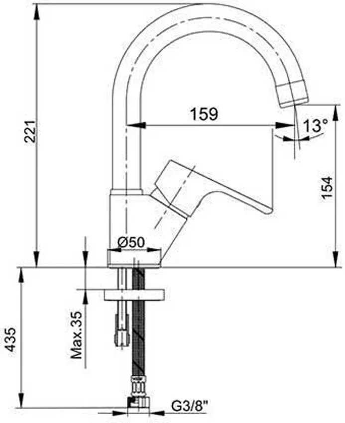 Смеситель для раковины E.C.A. Niobe 102188054EX изображение