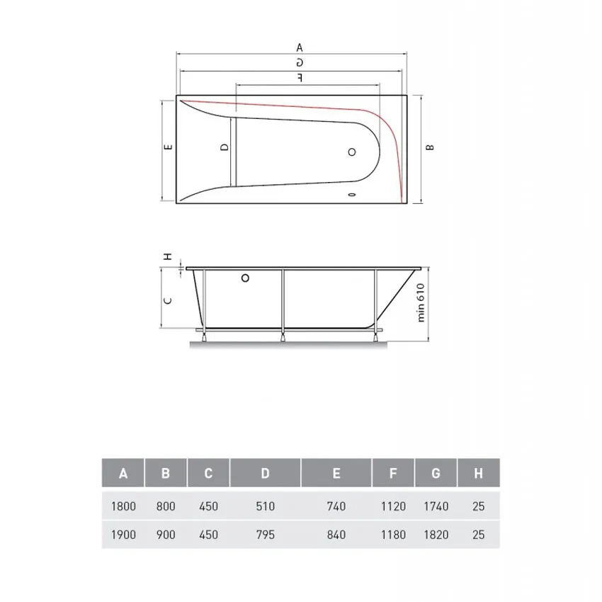 Ванна акриловая Vayer Boomerang (EH) 190x90 R изображение