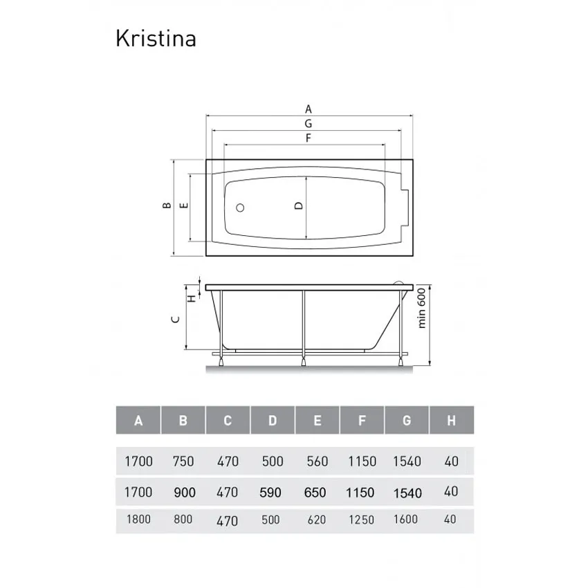 Ванна акриловая Relisan Kristina 170х90 изображение