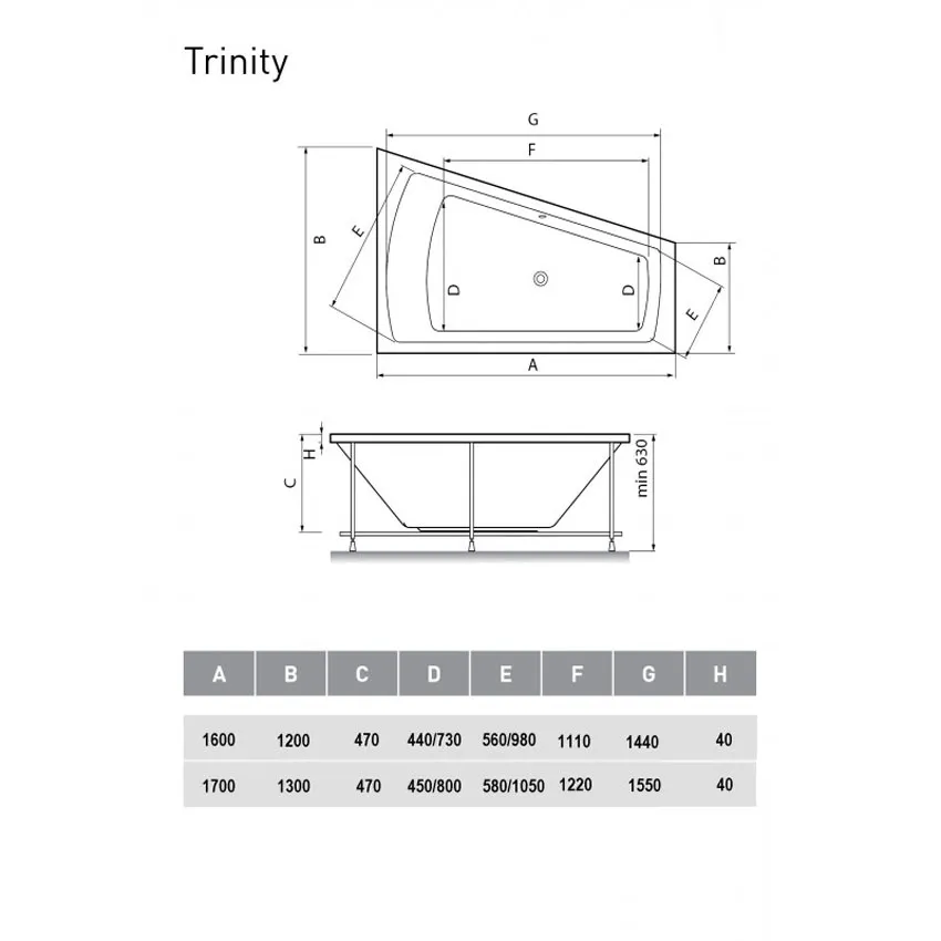 Ванна акриловая Vayer Trinity L 160x120 изображение