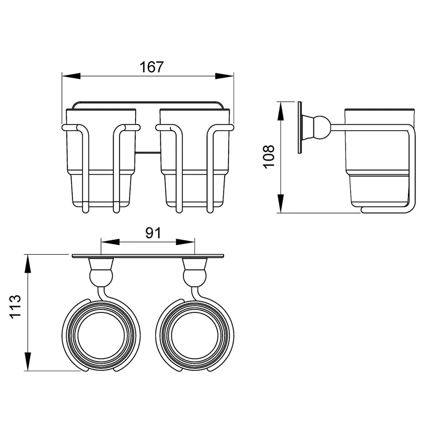 Стакан для зубных щеток двойной Timo Nelson 150032/00 хром изображение