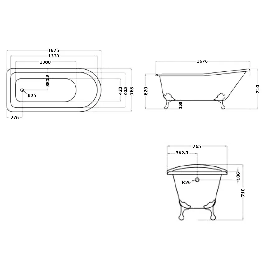 Ванна чугунная Elegansa Schale Chrome изображение
