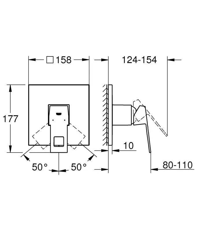 Встраиваемый смеситель Grohe Eurocube 24061000 хром изображение