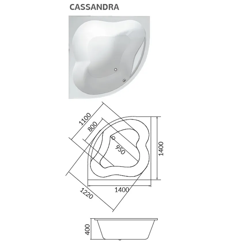 Ванна акриловая 1Marka Cassandra 140x140 изображение