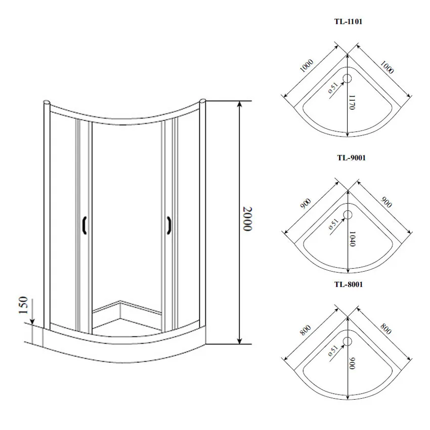 Душевой угол Timo  TL-8001 Romb Glass 80х80х200 изображение