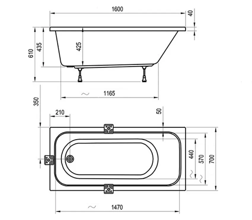 Ванна акриловая Ravak CHROME SLIM 160х70 белая изображение