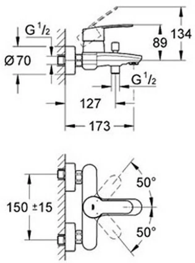 Смеситель для ванны Grohe Eurostyle Cosmopolitan 33591002 изображение