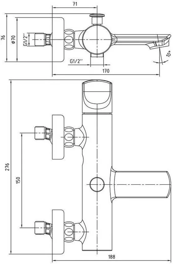 Смеситель для ванны E.C.A. Myra 104102470EX изображение