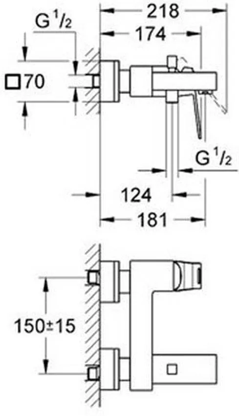 Смеситель для ванны Grohe Eurocube 23140000 изображение