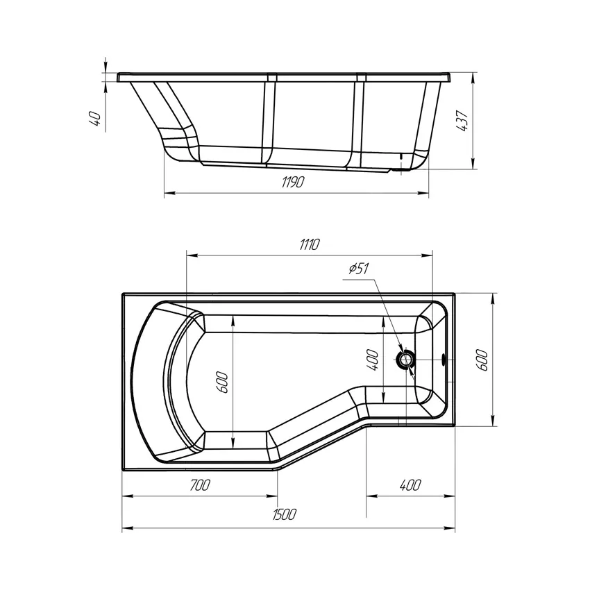 Ванна акриловая Poseidon Kamila 150x80 L изображение