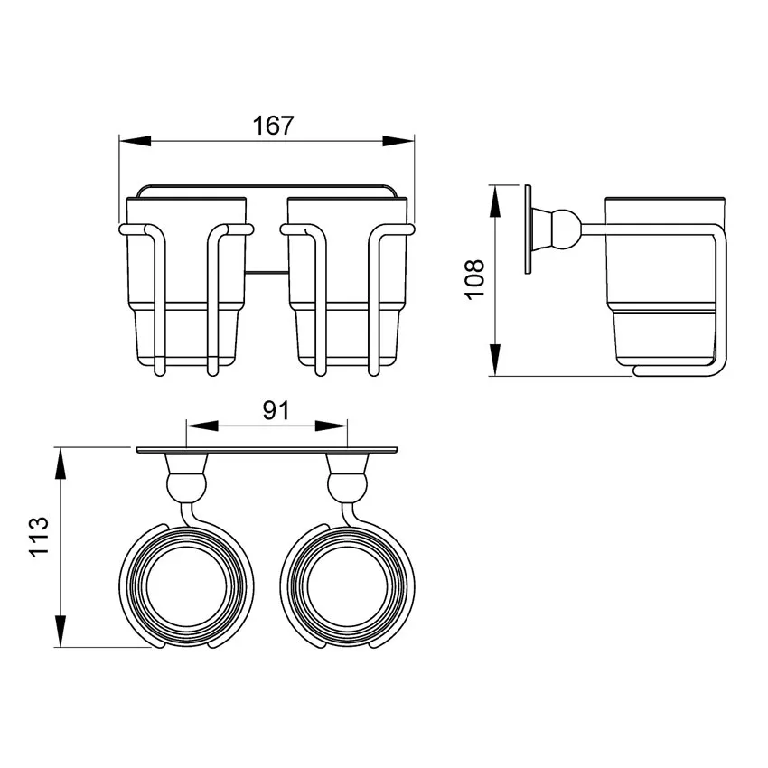 Стакан для зубных щеток двойной Timo Nelson 160032/02 антик изображение