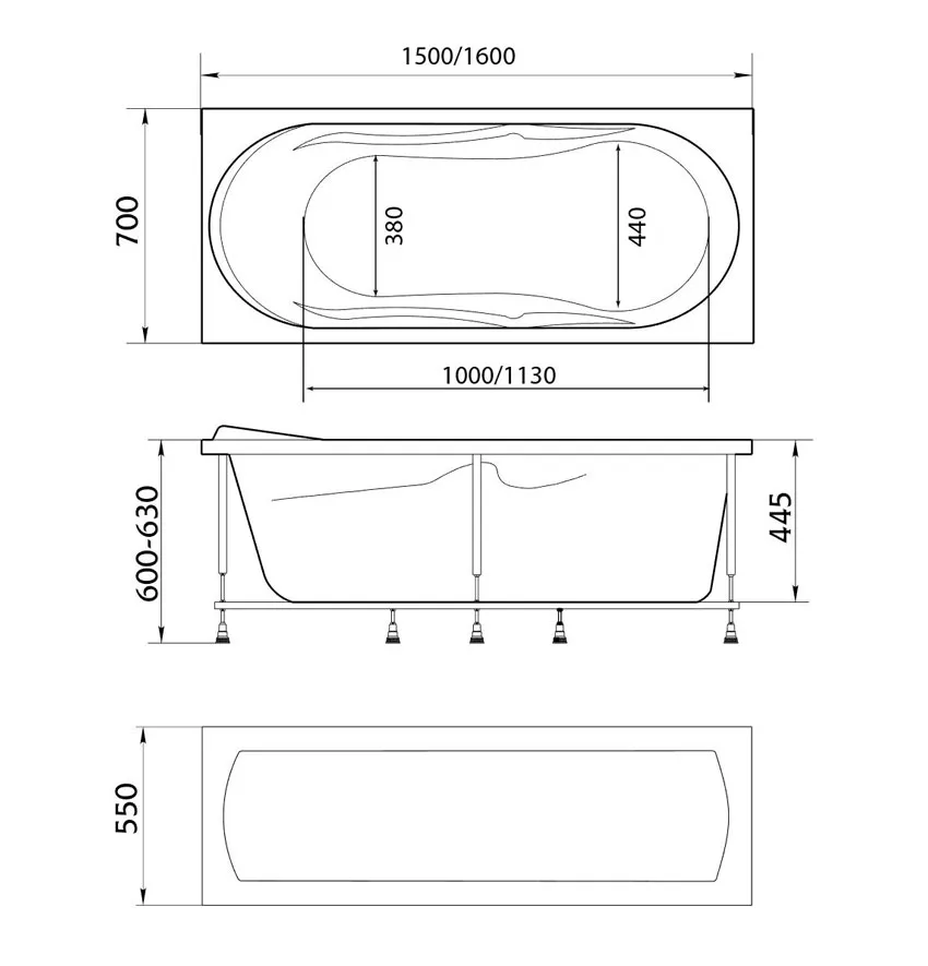 Ванна акриловая Marka One Vita 150x70 изображение