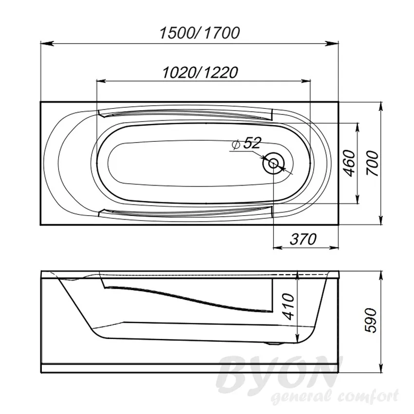 Ванна акриловая Byon Vilby 150х70х59 изображение