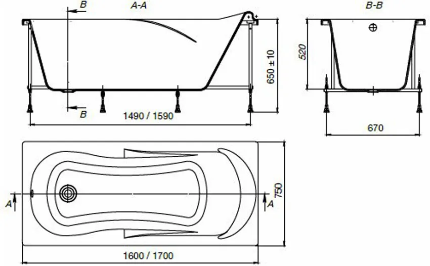Ванна акриловая Roca Uno 170х75 изображение